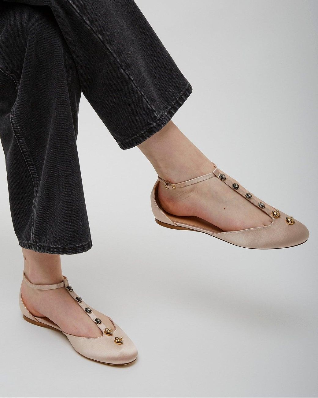 Chloé Natural Celeste Blushy Satin Ballerinas
