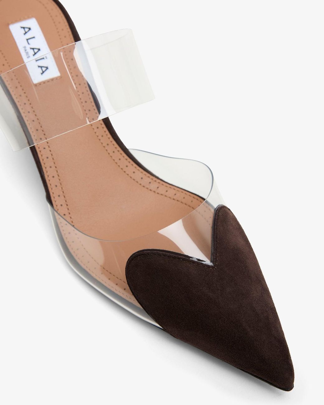 Alaïa Brown Coeur 60 Suede Wedge Mules