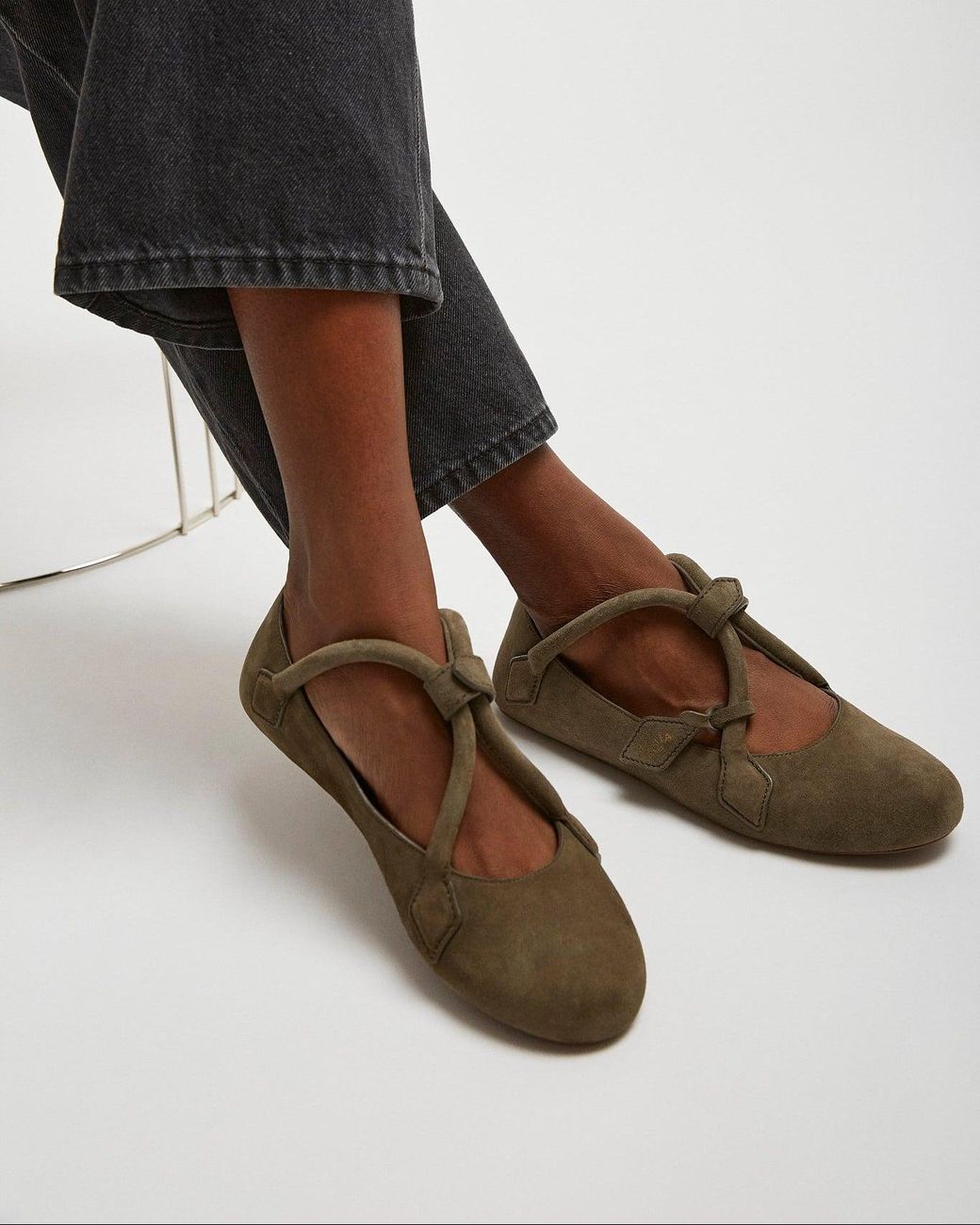 Alaïa Multicolor Teckel Brown Grey Suede Ballet Flats