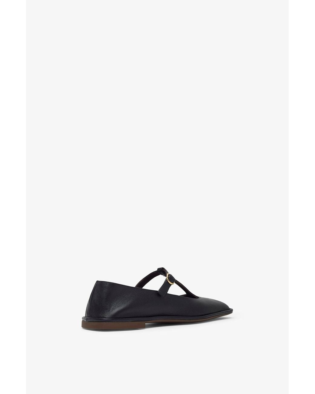 The Row White Square T-Strap Soft Ballerina Flats