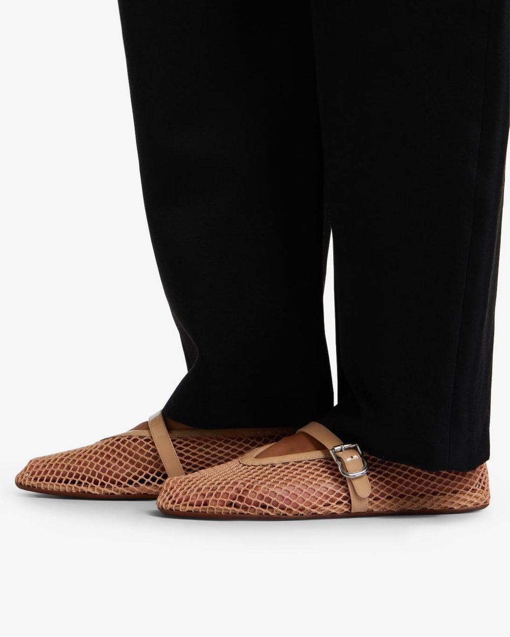 Alaïa Brown Beige Mesh Ballet Flats