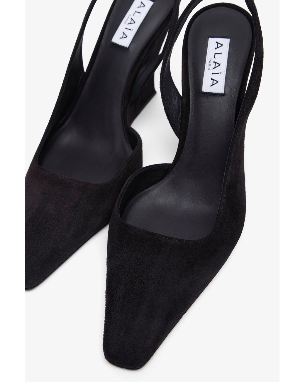 Alaïa White Black 90 Suede Slingbacks