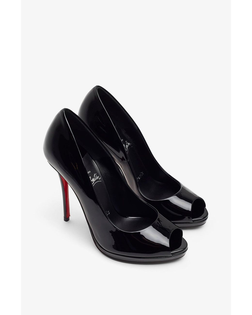 Christian Louboutin White Lady Z 120 Black Patent Pumps