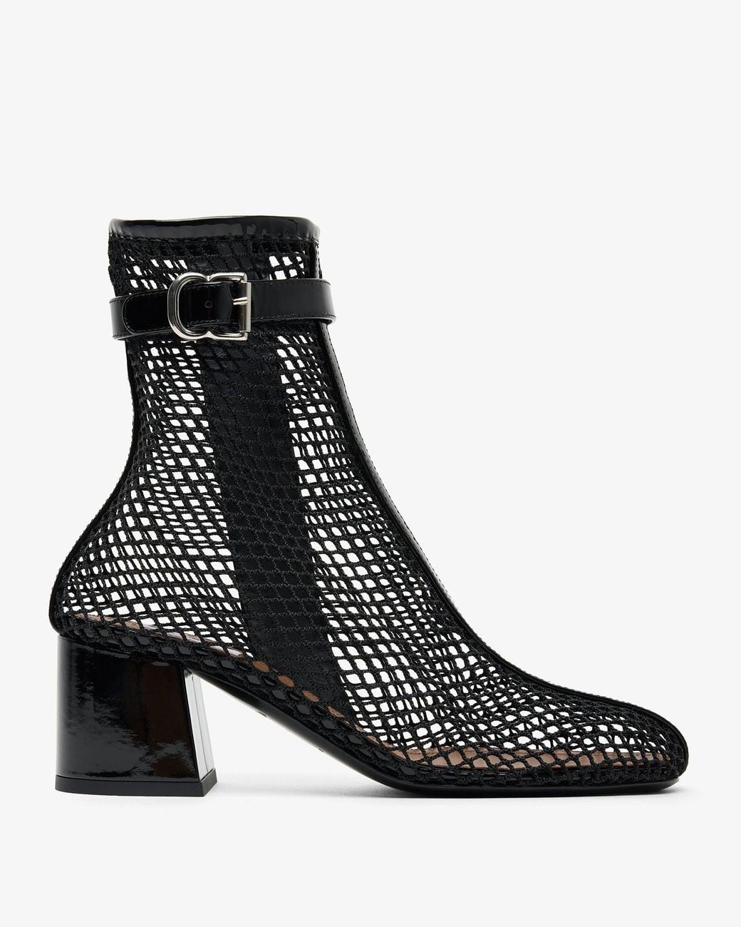 Alaïa Black Patent Mesh 55 Ankle Boots