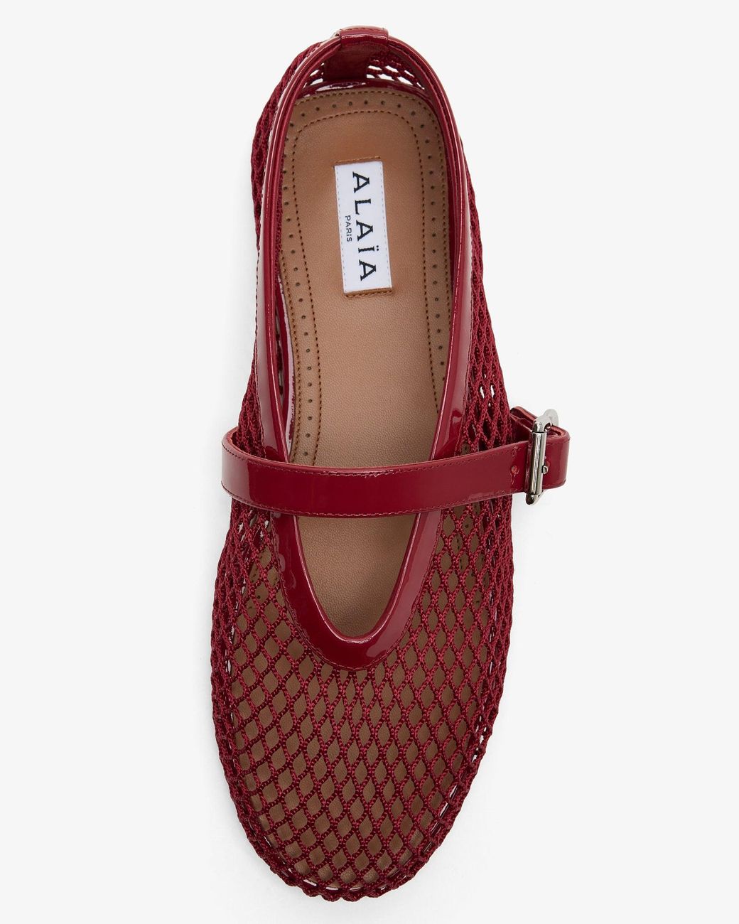 Alaïa Red Patent Mesh Ballet Flats