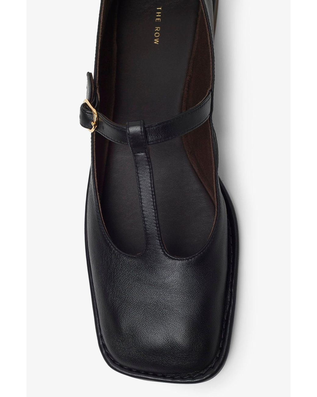 The Row White Square T-Strap Soft Ballerina Flats