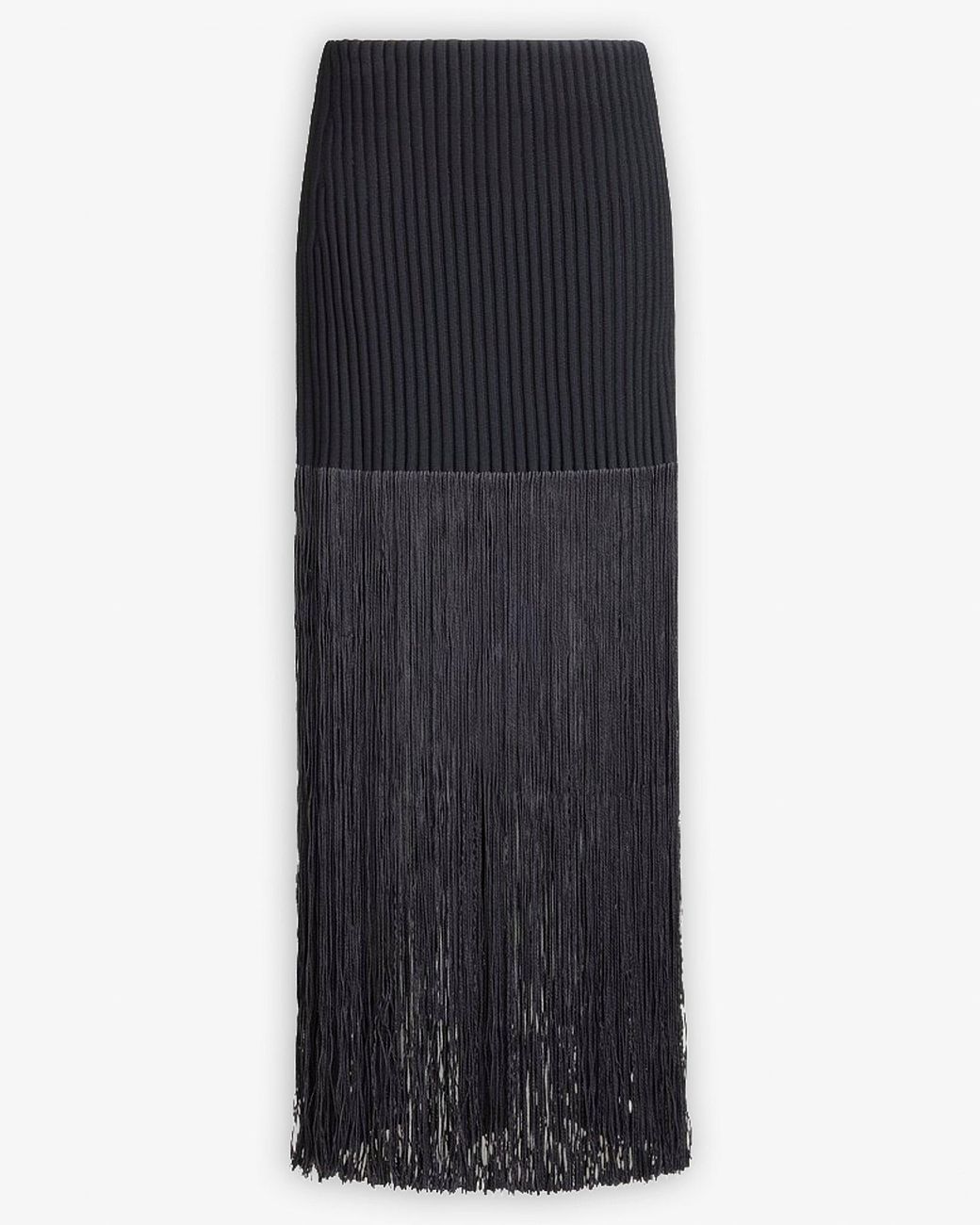 Alaïa Black Fringed Tube Knitted Skirt