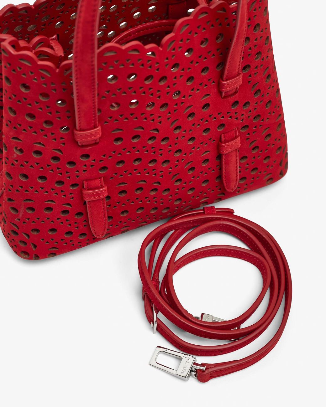 Alaïa Mina 20 Vienne Red Suede Tote Bag