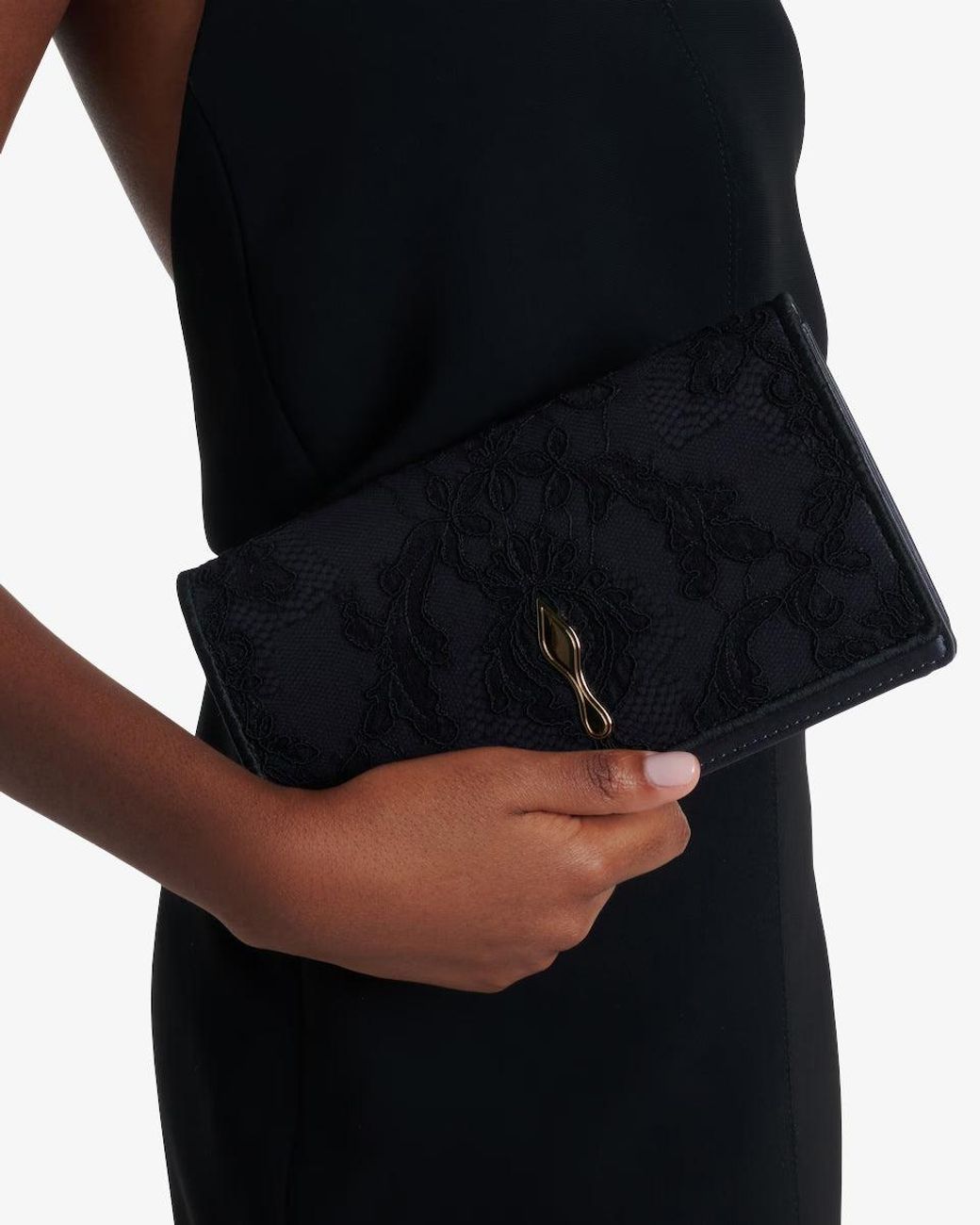 Christian Louboutin Bettina Crepe Satin Black Clutch