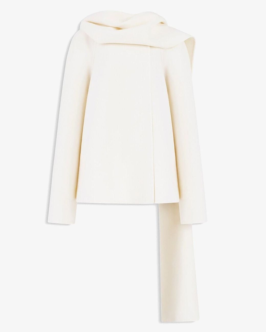 Alaïa White Wool Scarf Coat