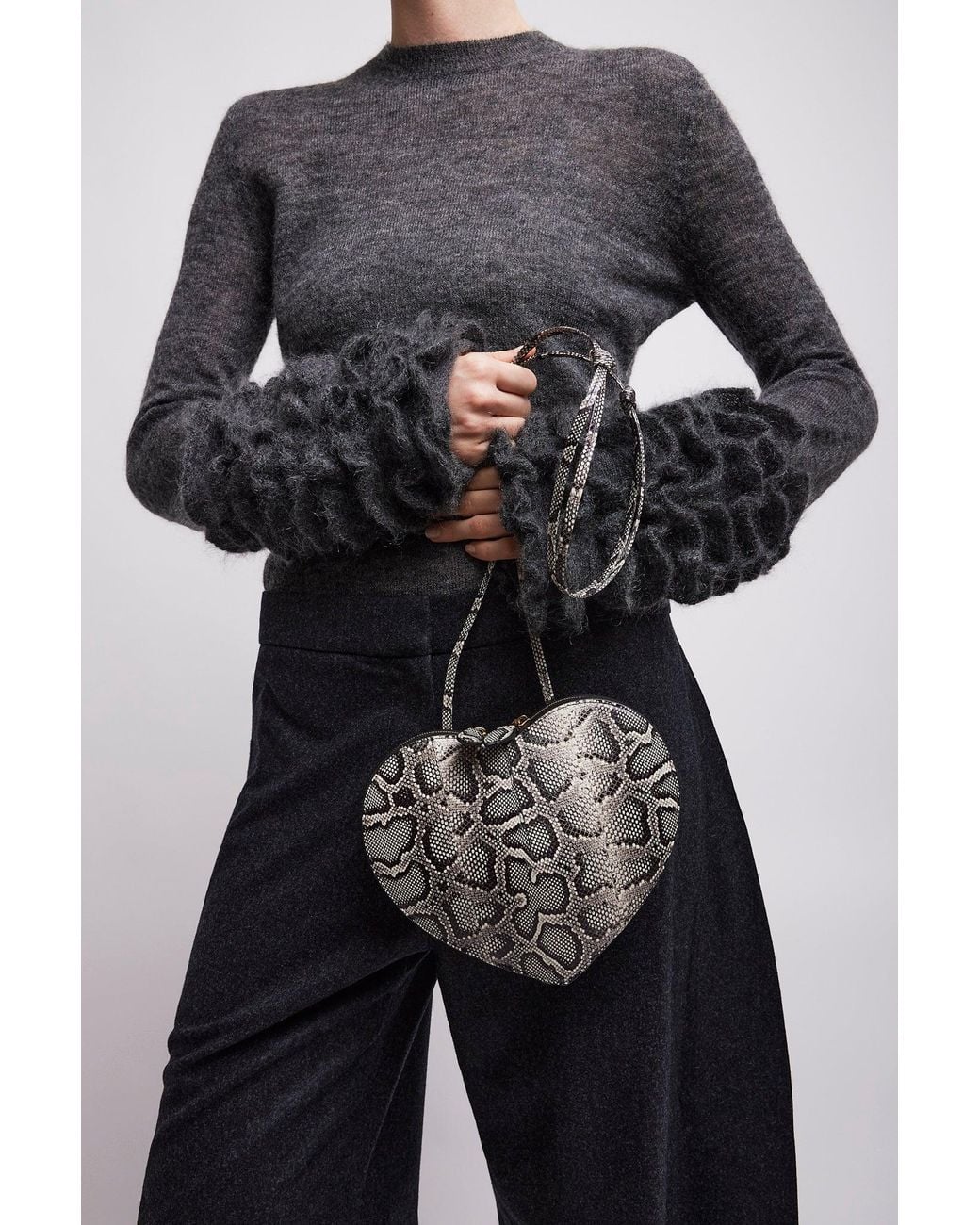 Alaïa Black Python-Print Le Cœur Bag