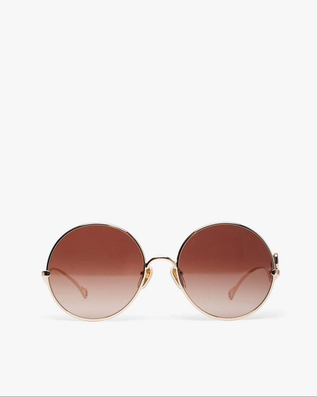 Chloé White Round Gold Brown Sunglasses