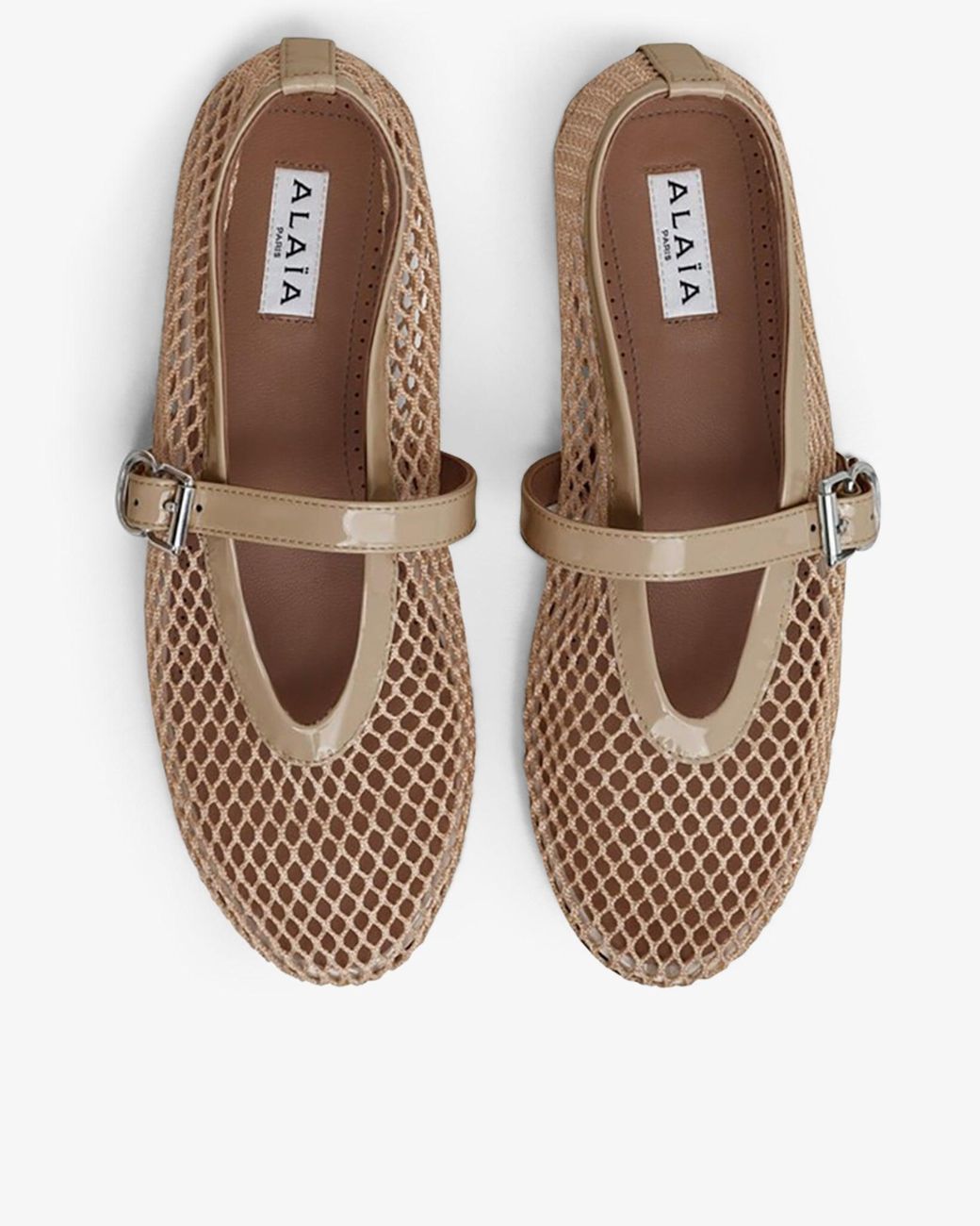 Alaïa Brown Beige Mesh Ballet Flats