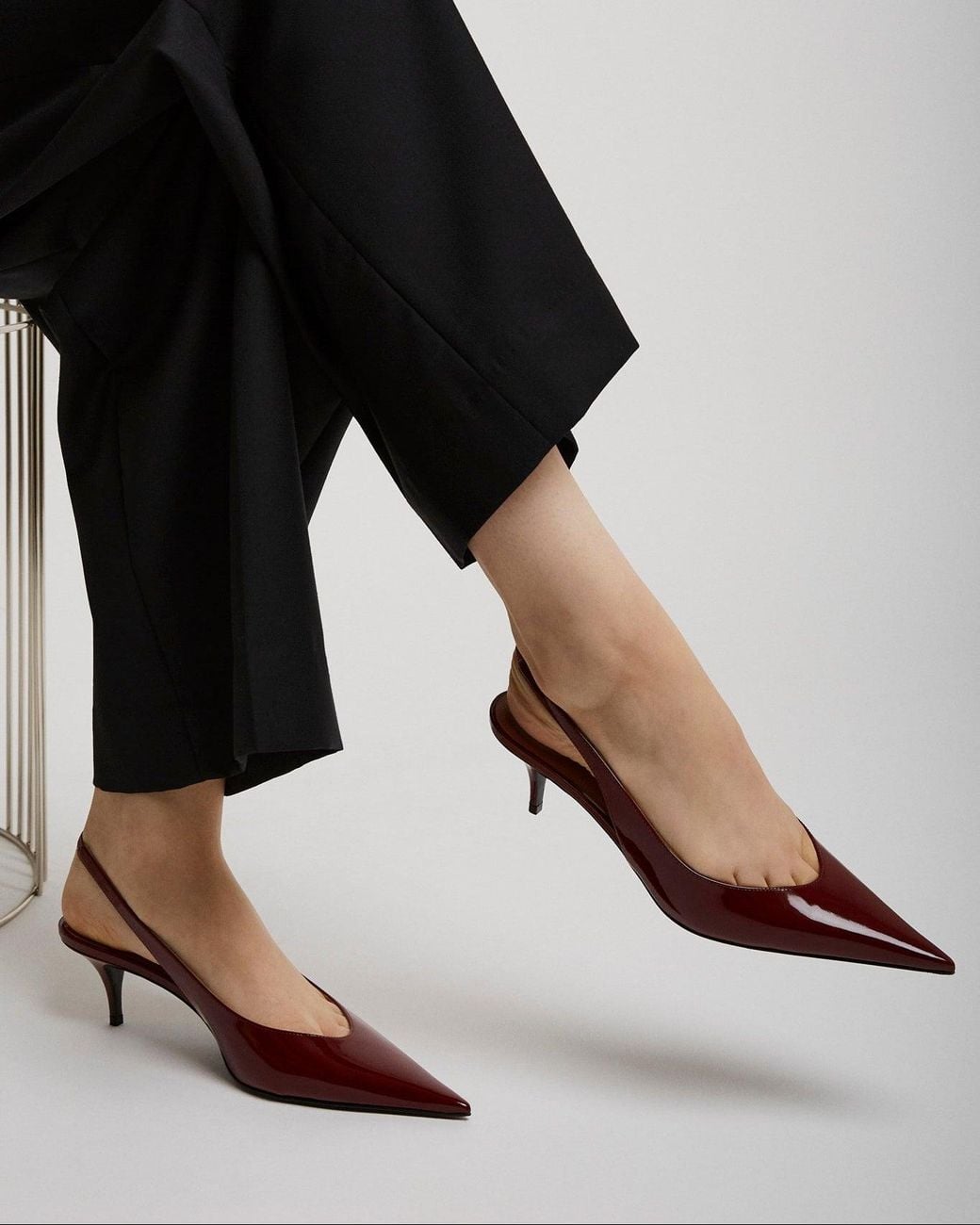 AMINA MUADDI Red Anok 55 Dark Patent Slingbacks