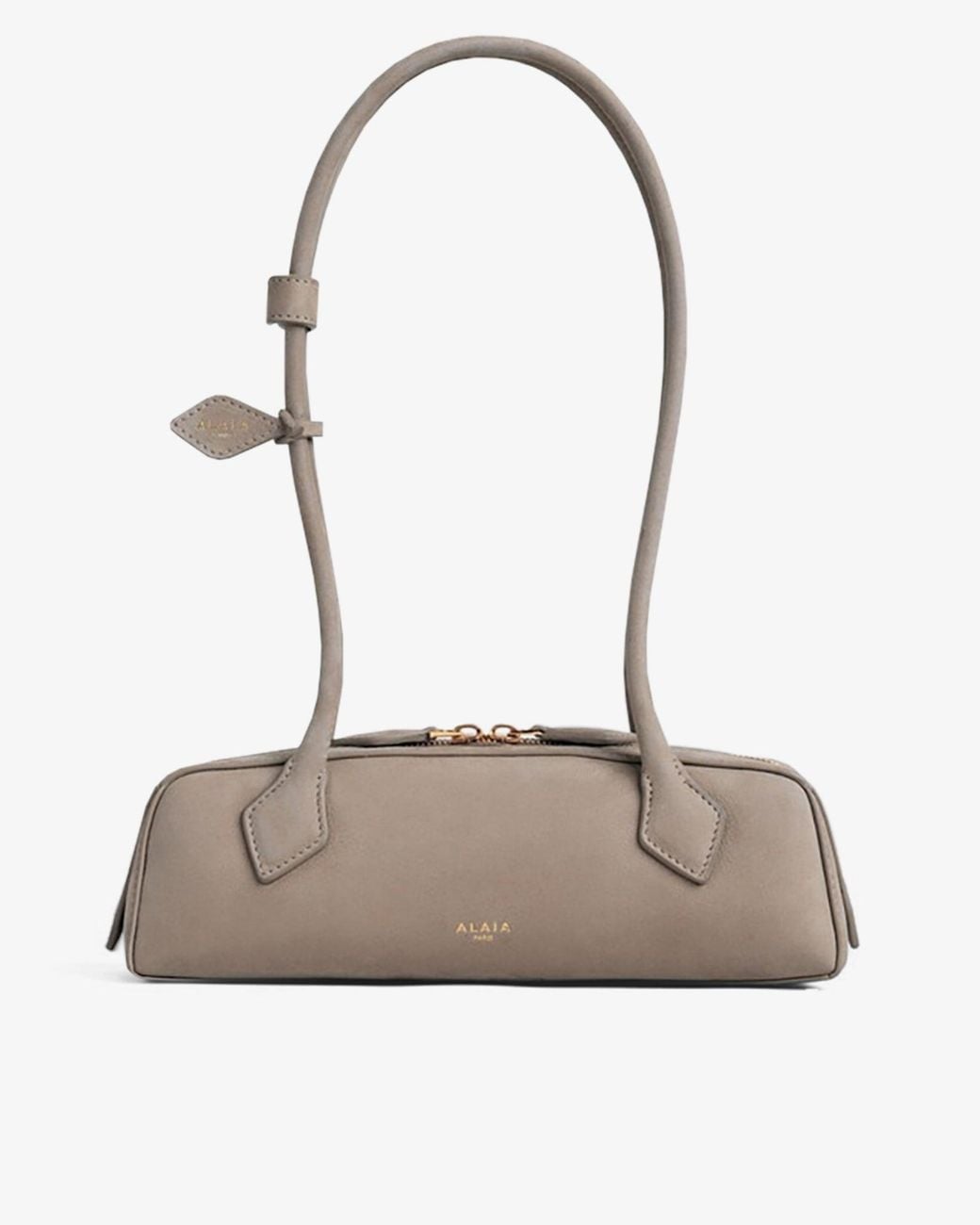 Alaïa Multicolor Le Teckel Small Light Taupe Suede Bag