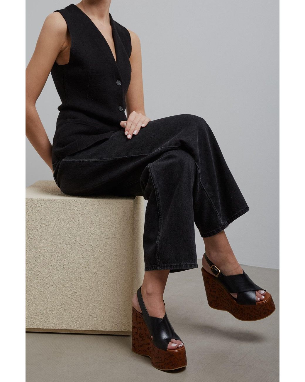 Chloé Brown Maxime Wedge Sandal