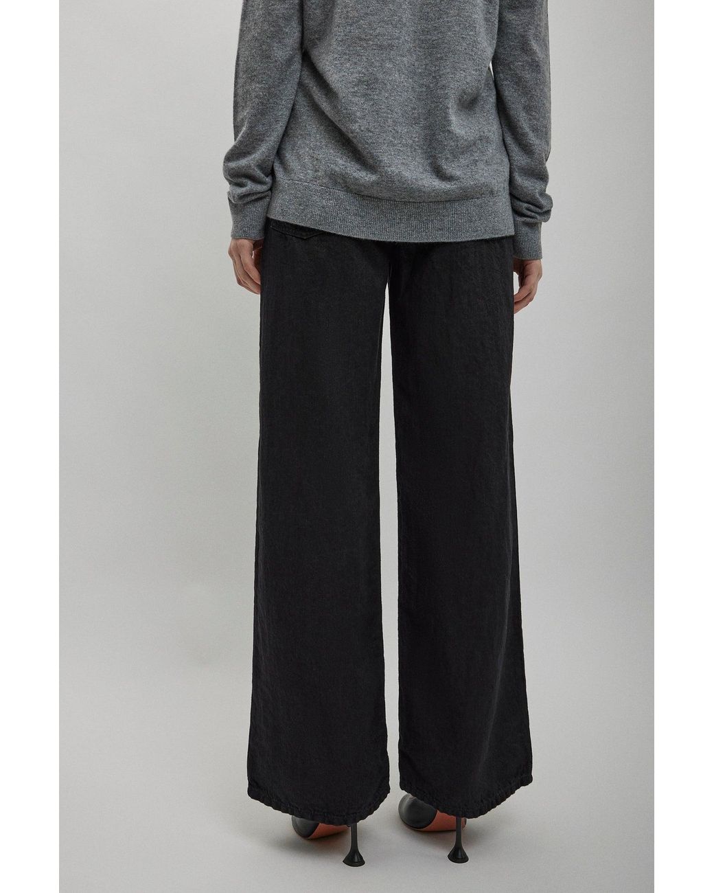 The Row Blue Eglitta Black Linen Wide-leg Pants
