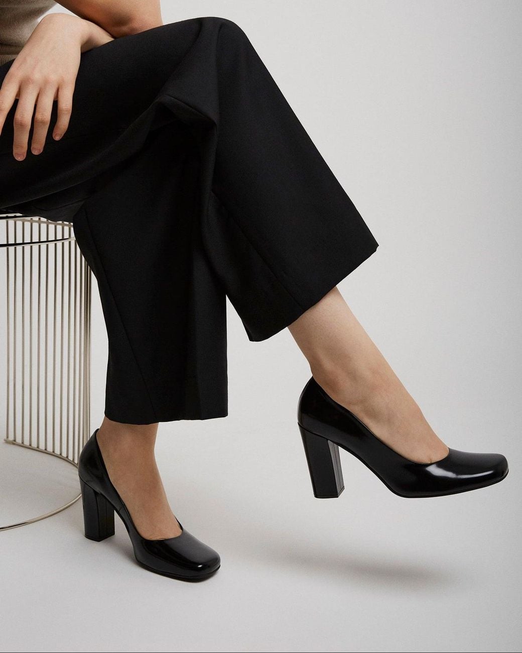 The Row Black Penelope High Leather Pumps
