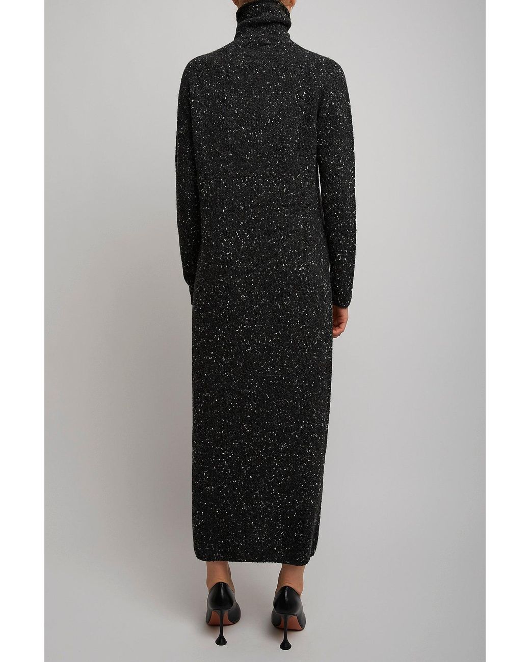 The Row Black Melani Charcoal Melange Cashmere Dress