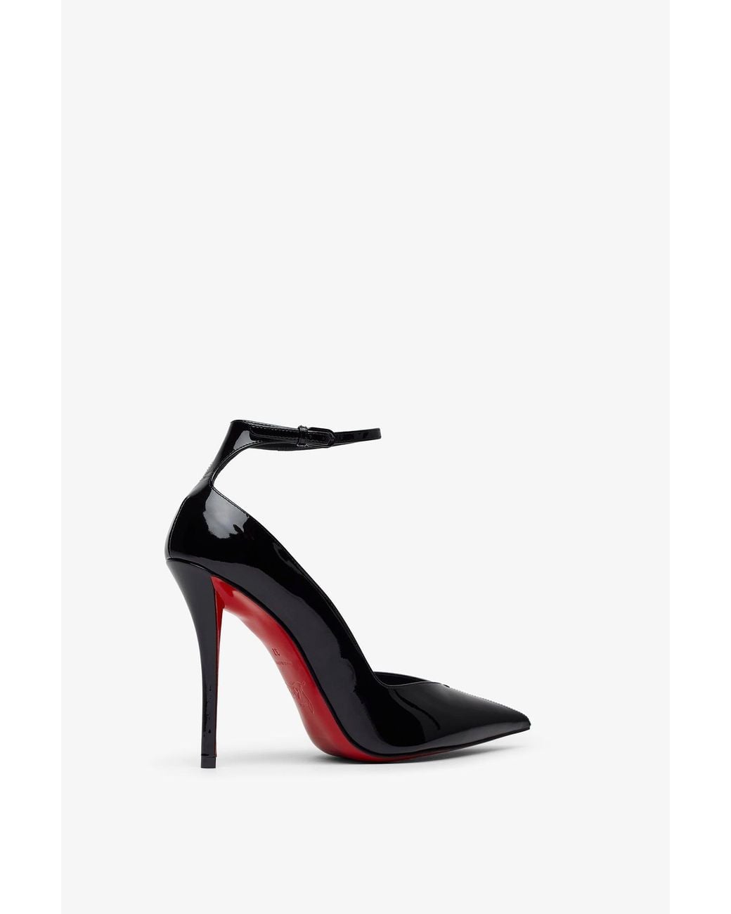 Christian Louboutin White Erozee 100 Black Patent Pumps