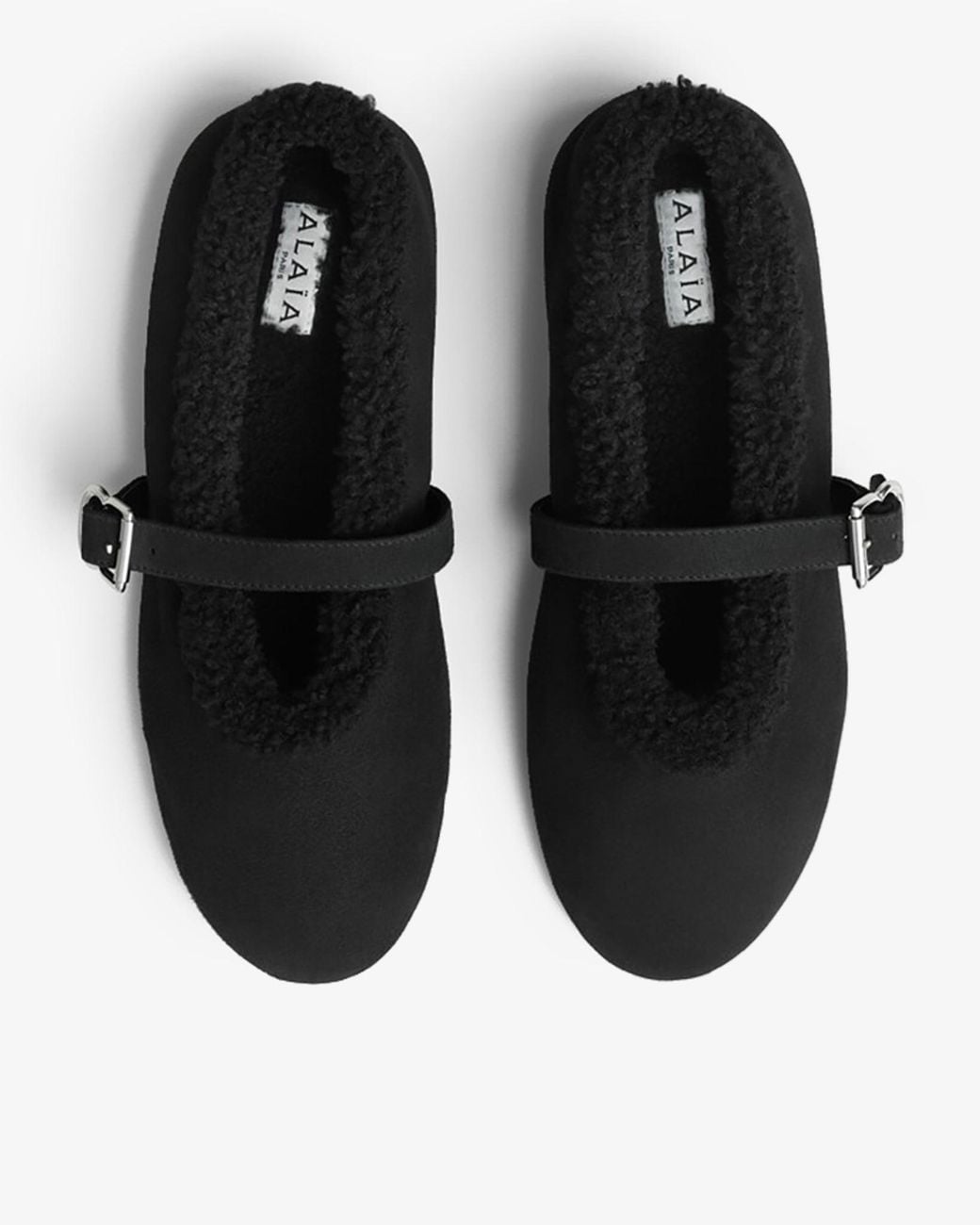 Alaïa Black Merino Shearling Ballet Flats