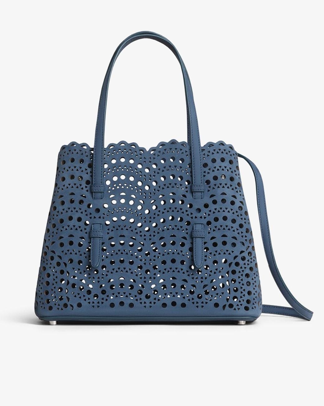 Alaïa Mina 25 Blue Suede Tote Bag