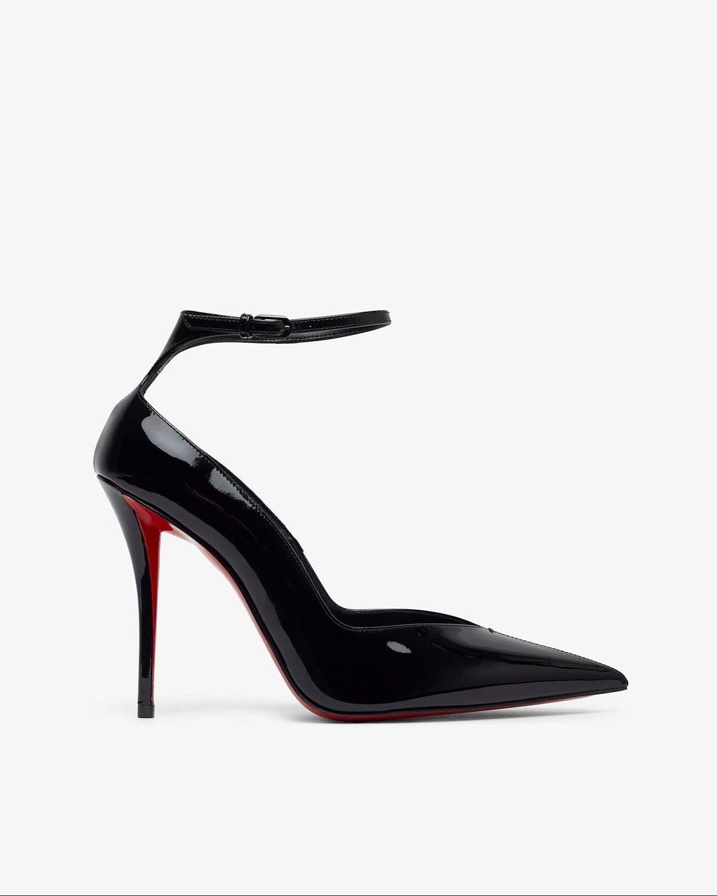 Christian Louboutin White Erozee 100 Black Patent Pumps