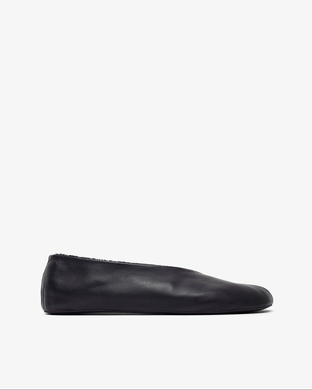The Row White Stella Black Shearling Flats