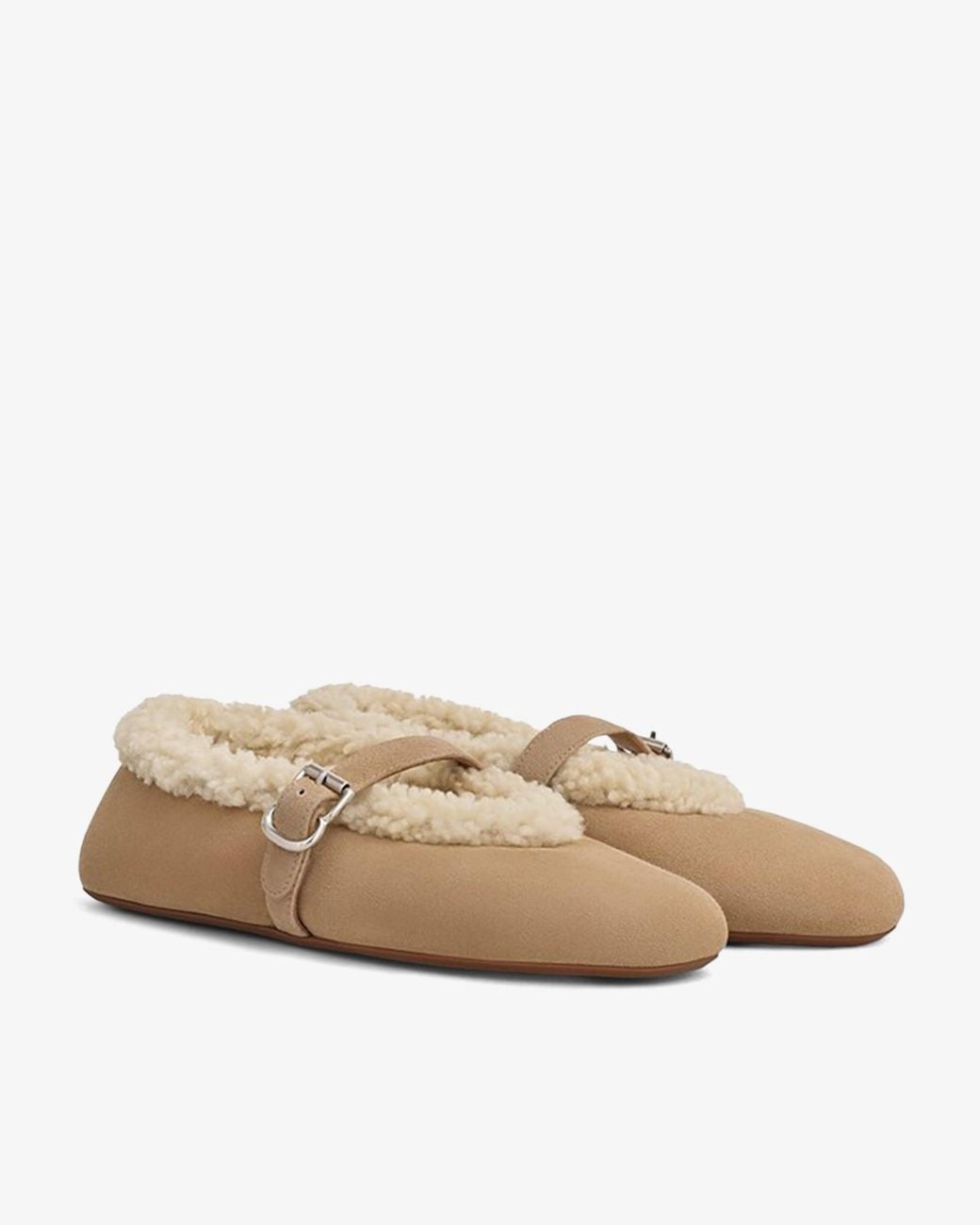 Alaïa Natural Merino Shearling Ballet Flats