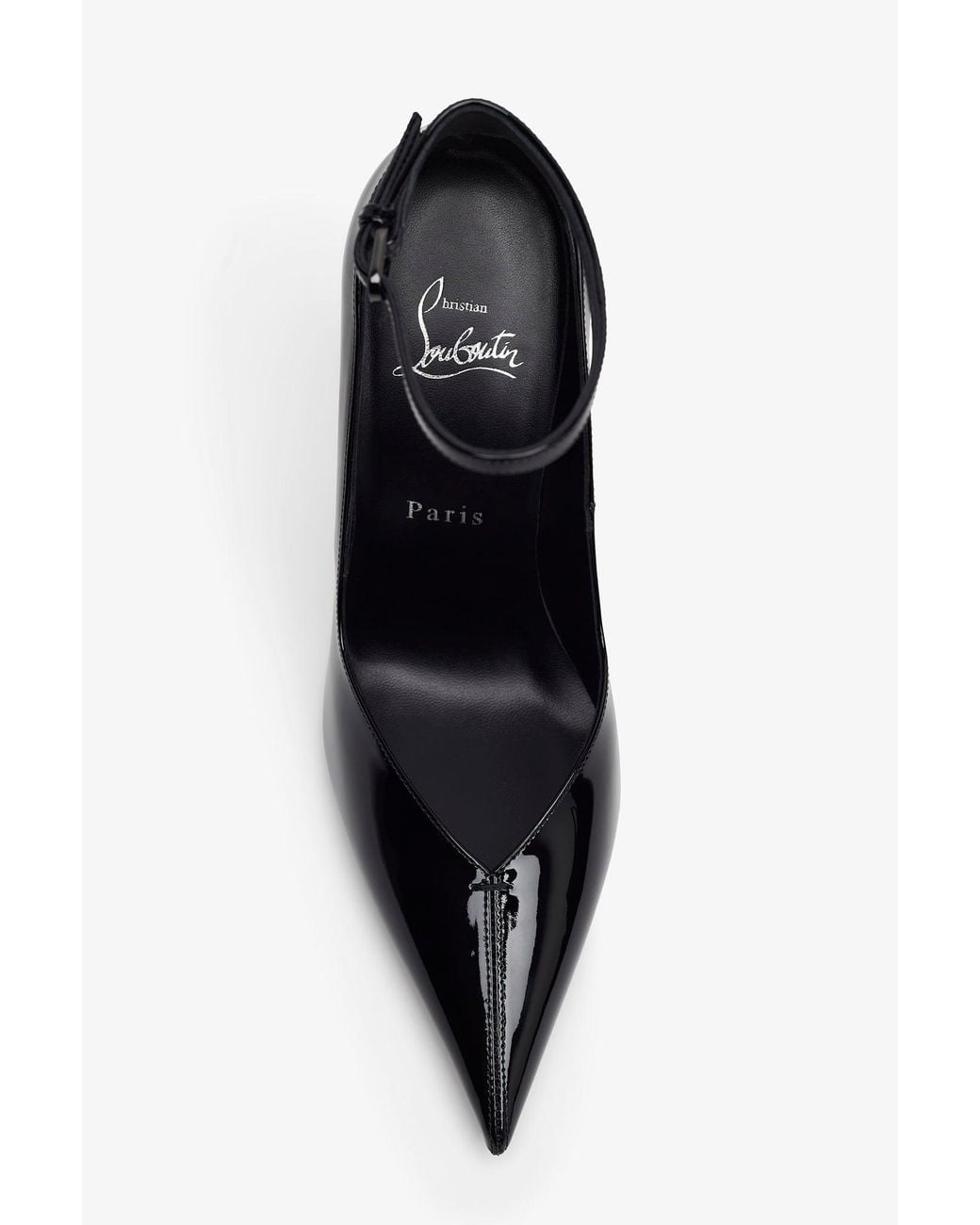 Christian Louboutin White Erozee 100 Black Patent Pumps