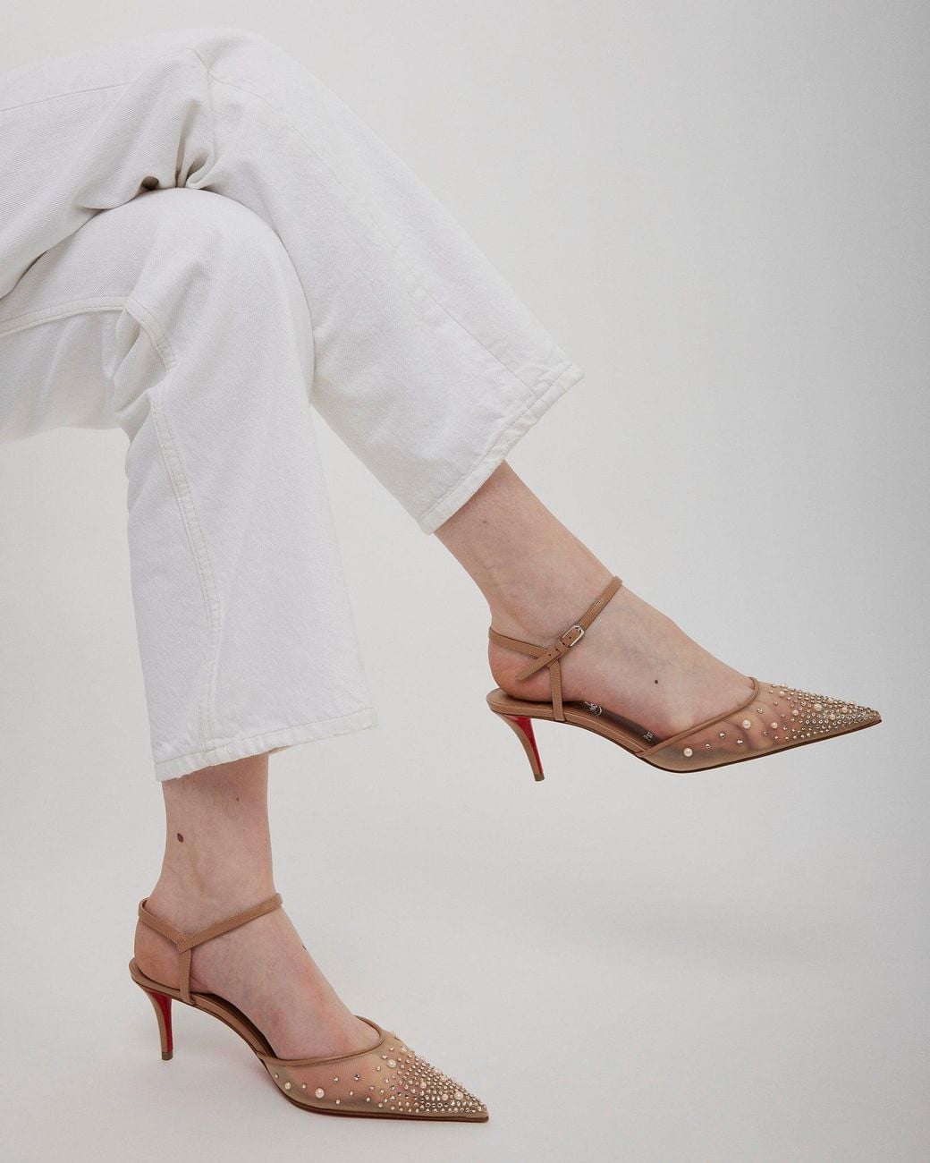 Christian Louboutin White Miss Z 60 Riviera Strass Pumps