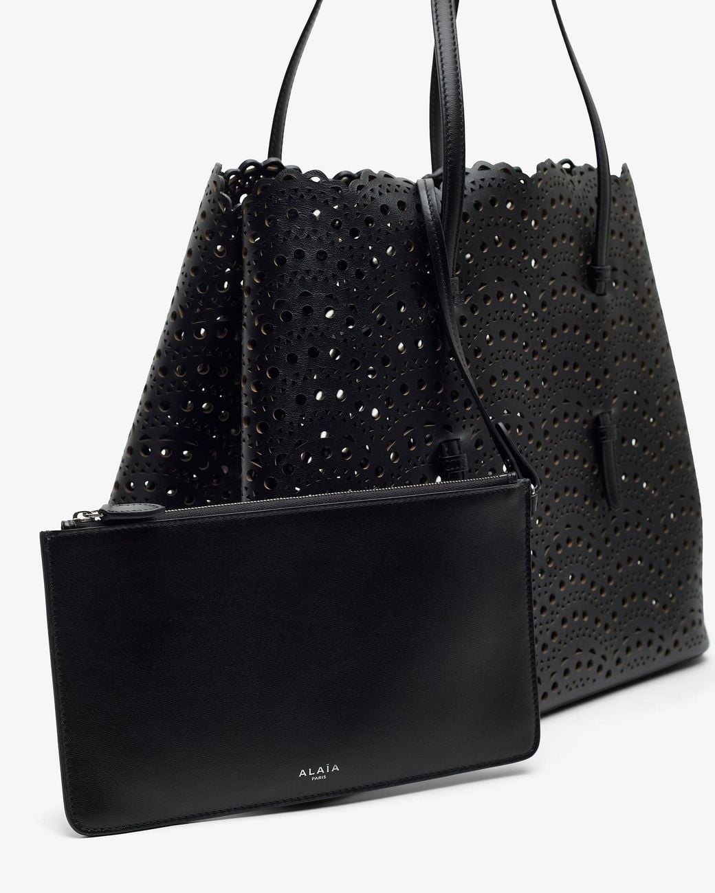 Alaïa Mina 37 Vienne Black Leather Tote Bag