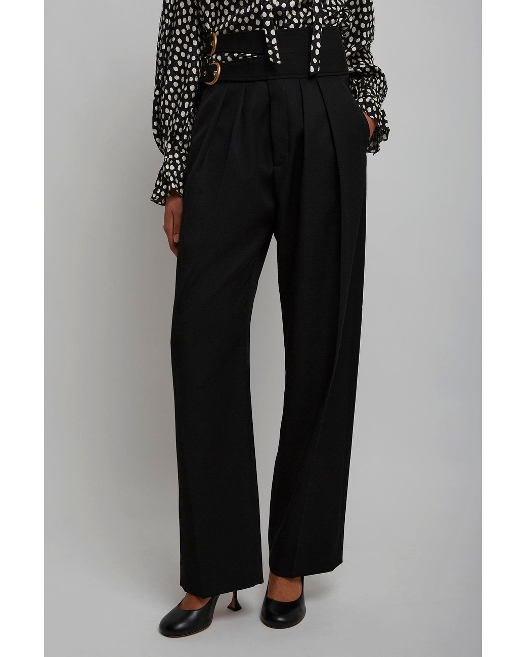 Chloé High-waist Buckled Black Trousers
