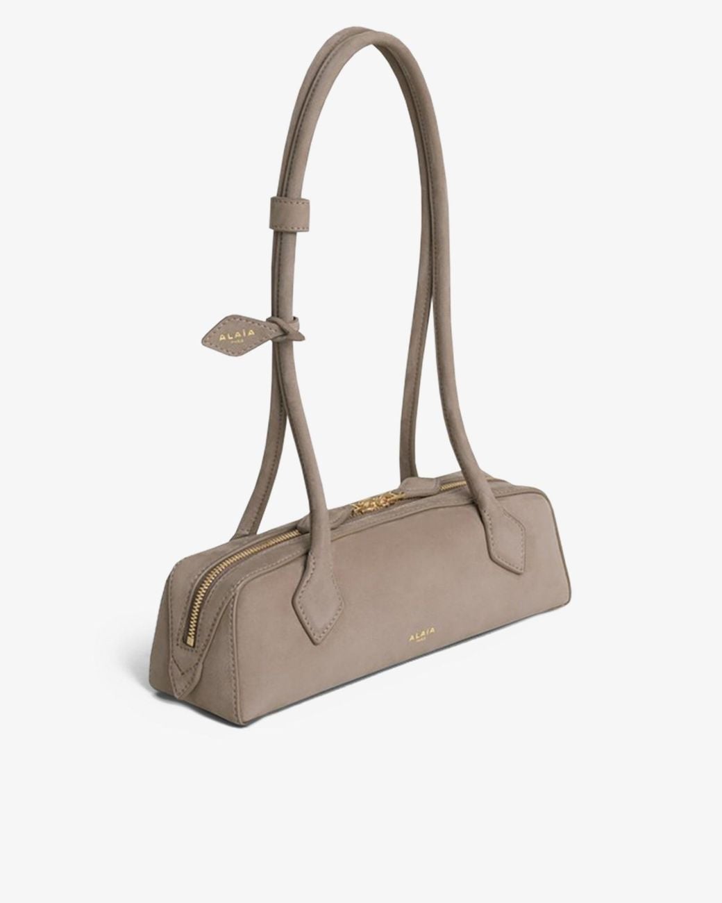 Alaïa Multicolor Le Teckel Small Light Taupe Suede Bag