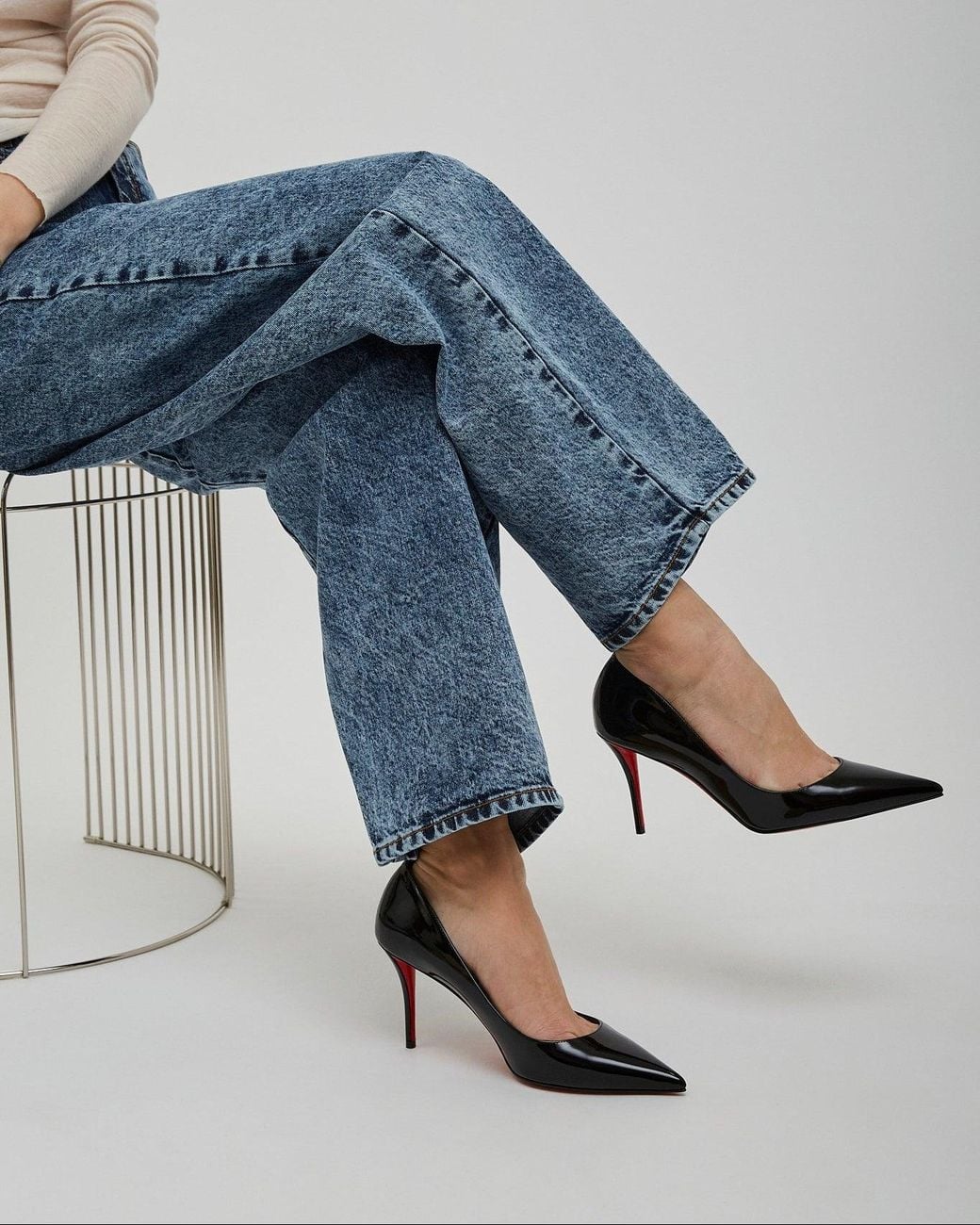 Christian Louboutin Miss Z 80 Black Patent Pumps