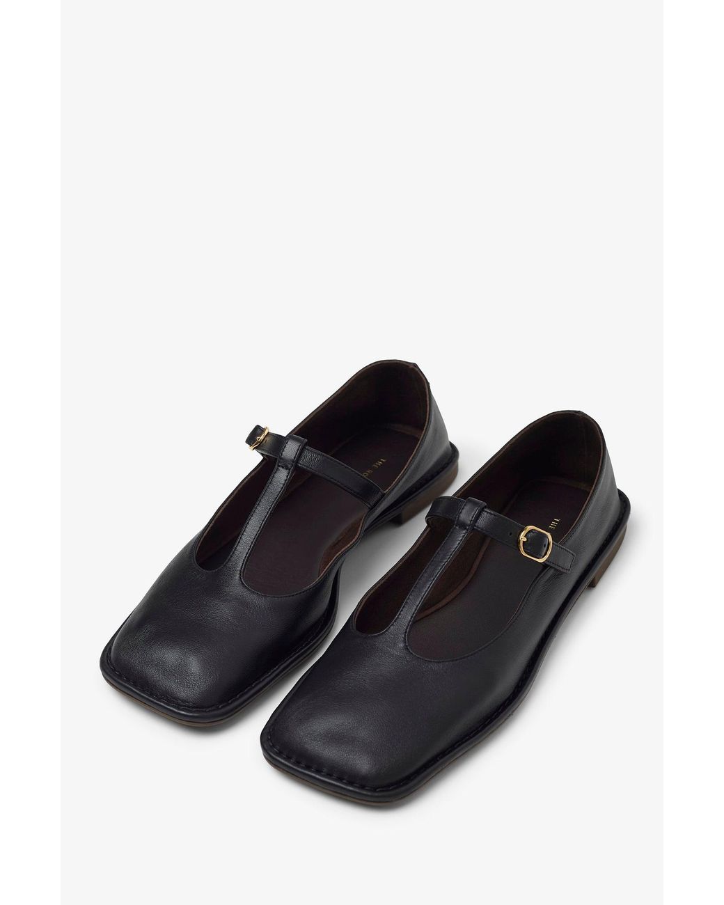 The Row White Square T-Strap Soft Ballerina Flats