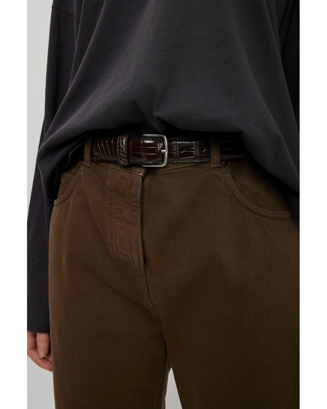 The Row Black Classic Brown Leather Belt