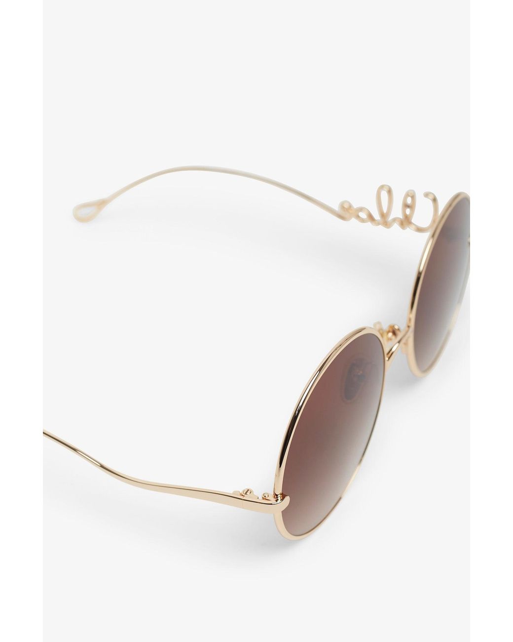 Chloé White Round Gold Brown Sunglasses