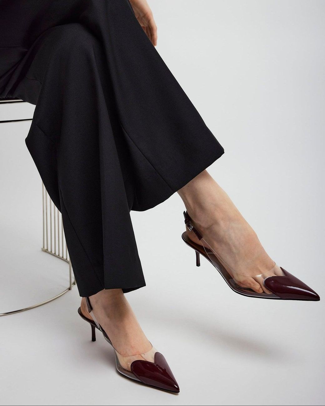 Alaïa Natural Coeur 55 Dark Patent Slingbacks