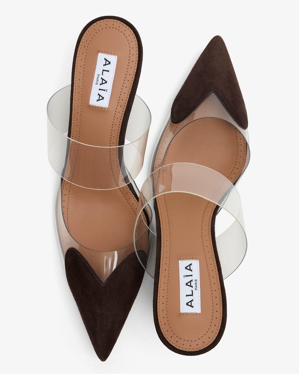 Alaïa Brown Coeur 60 Suede Wedge Mules