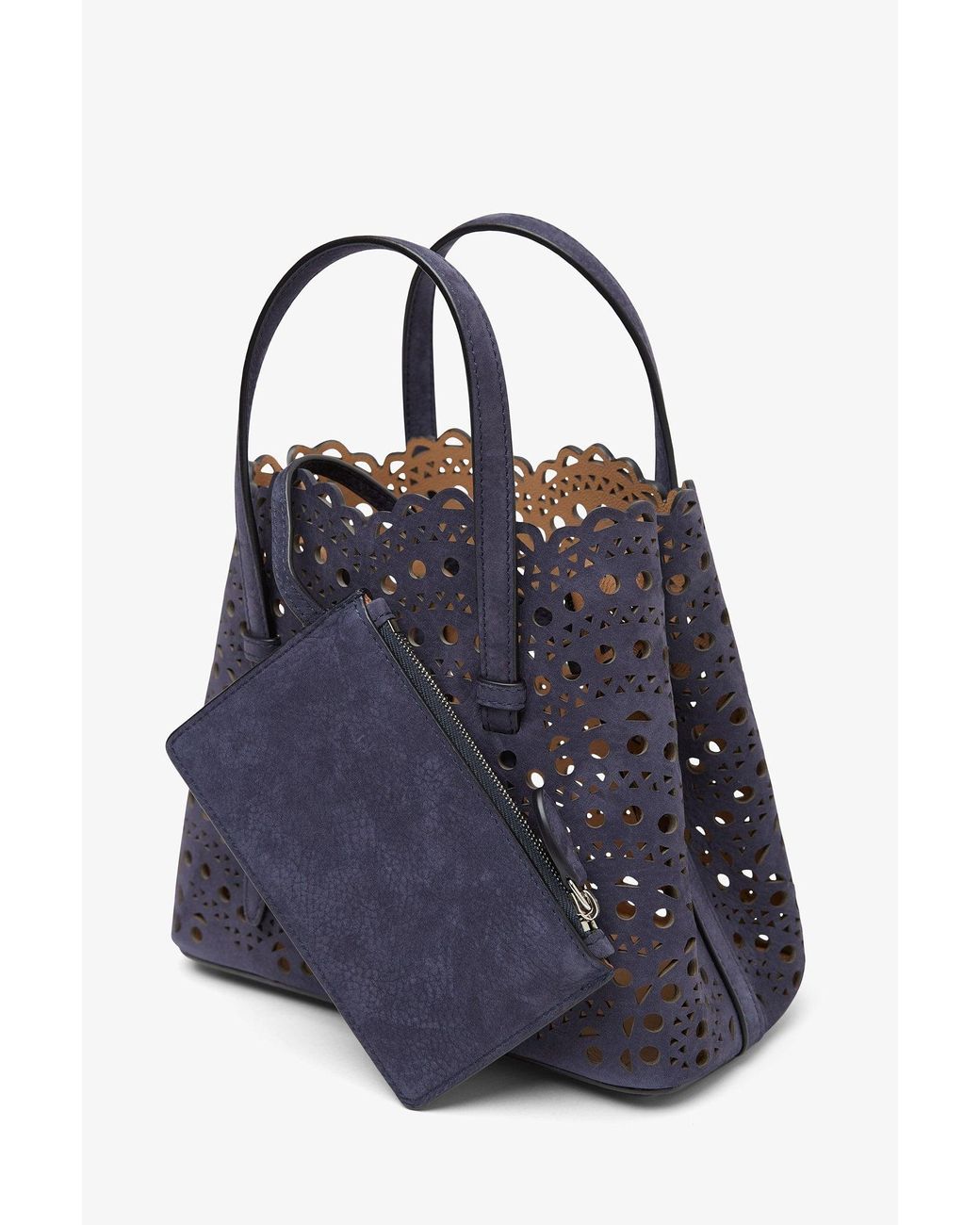 Alaïa Mina 20 Dark Blue Leather Tote Bag | Lyst