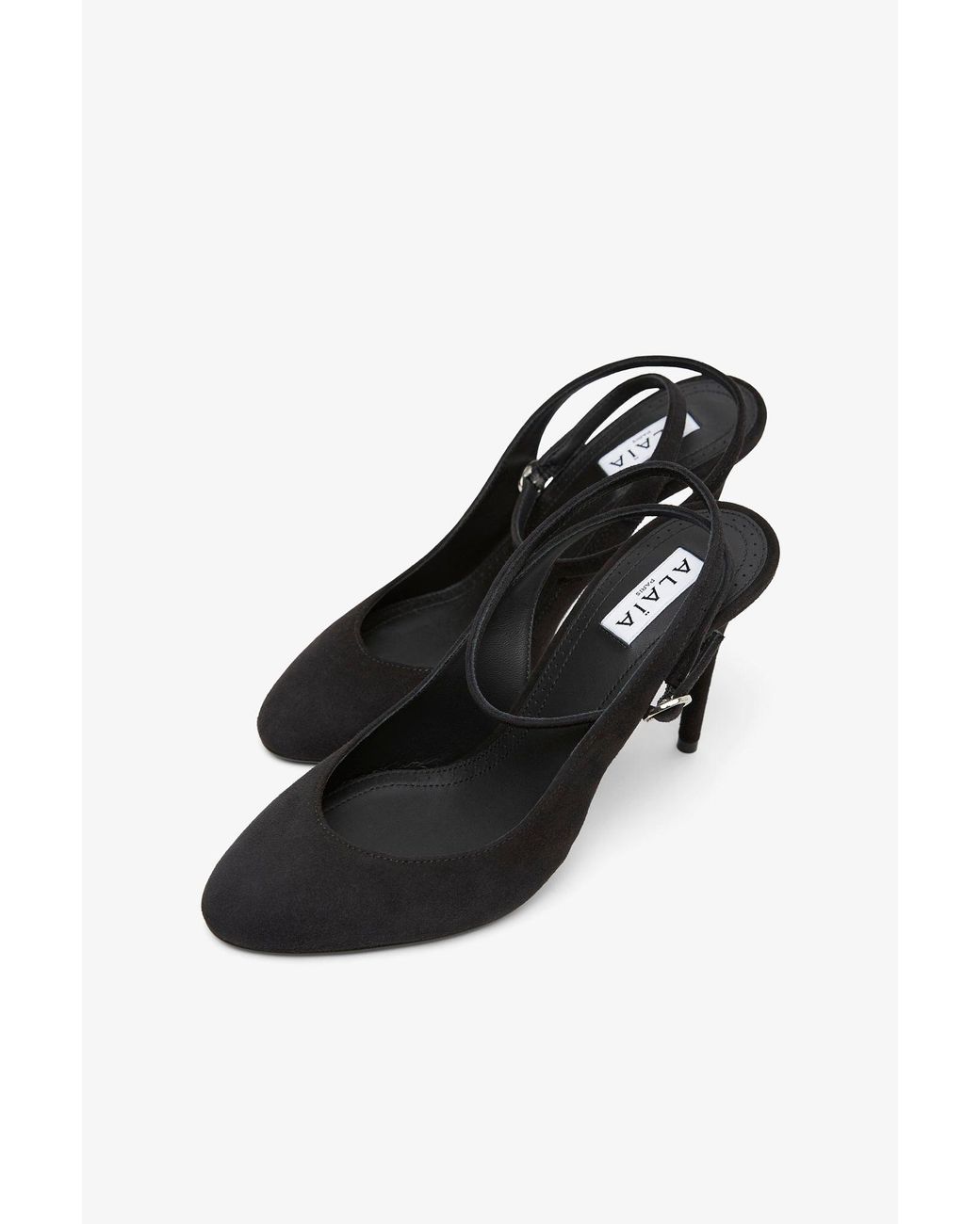 Alaïa Black Decollete 90 Suede Slingback Pumps