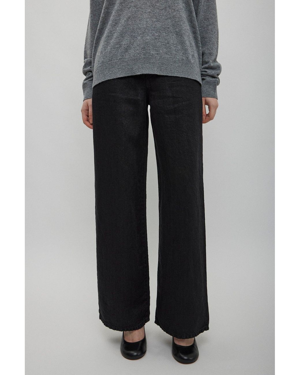 The Row Blue Eglitta Black Linen Wide-leg Pants