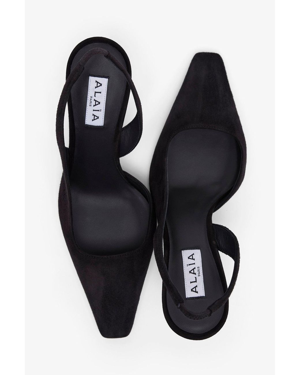 Alaïa White Black 90 Suede Slingbacks