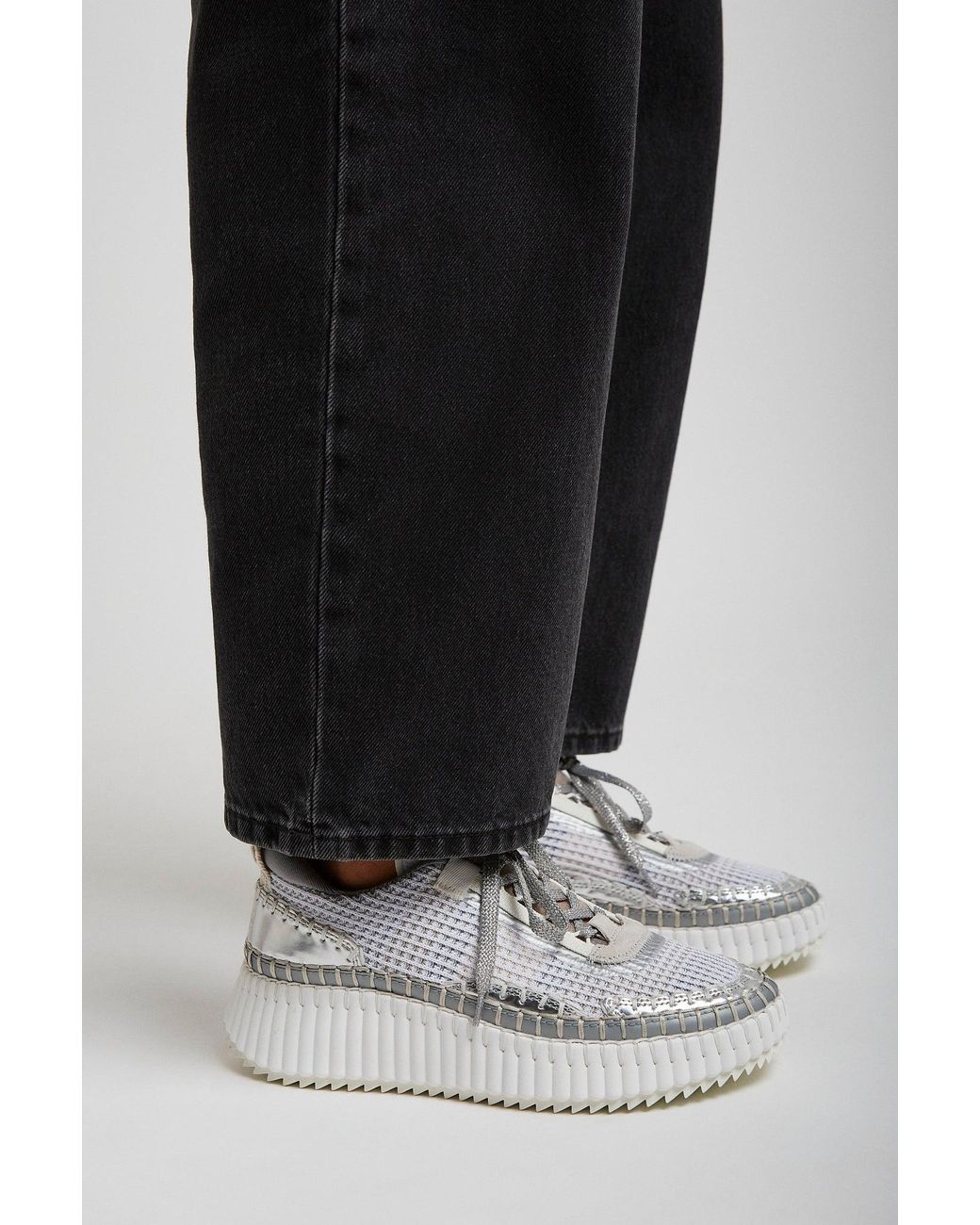 Chloé White Nama Silver Grey Sneakers
