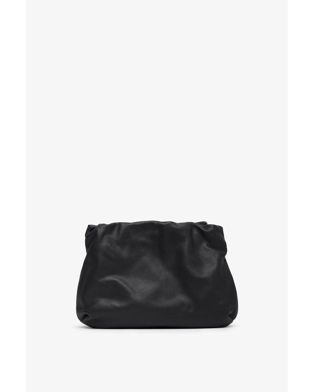 The Row Large Bourse Black Leather Clutch