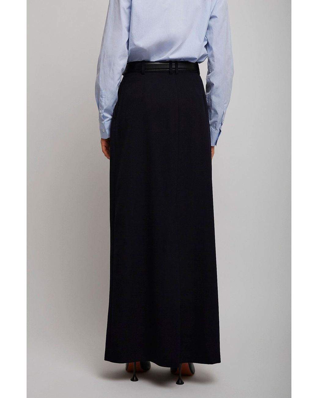 The Row Blue Roux Dark Navy Wool Maxi Skirt
