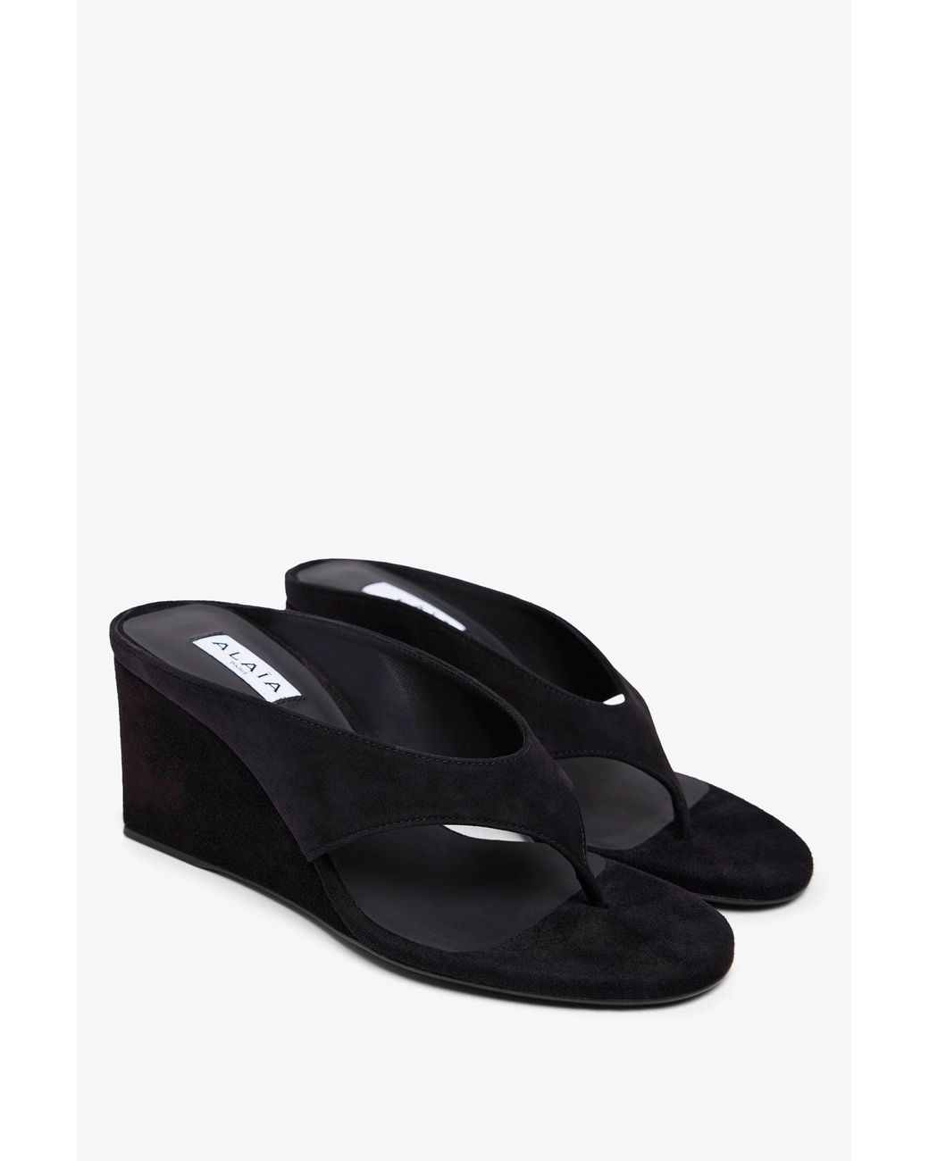 Alaïa White Black 75 Wedge Tong Sandals