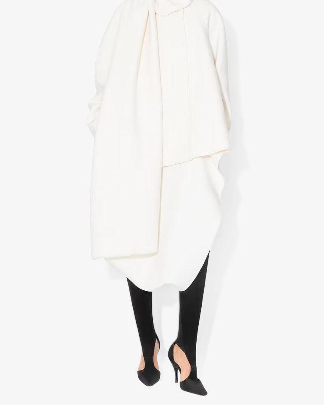 Alaïa White Wool Scarf Coat