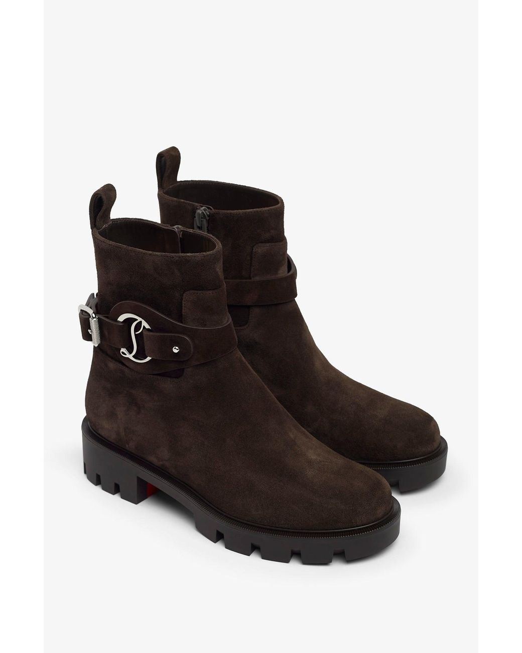 Christian Louboutin Black Dianouchette Dark Brown Suede Boots